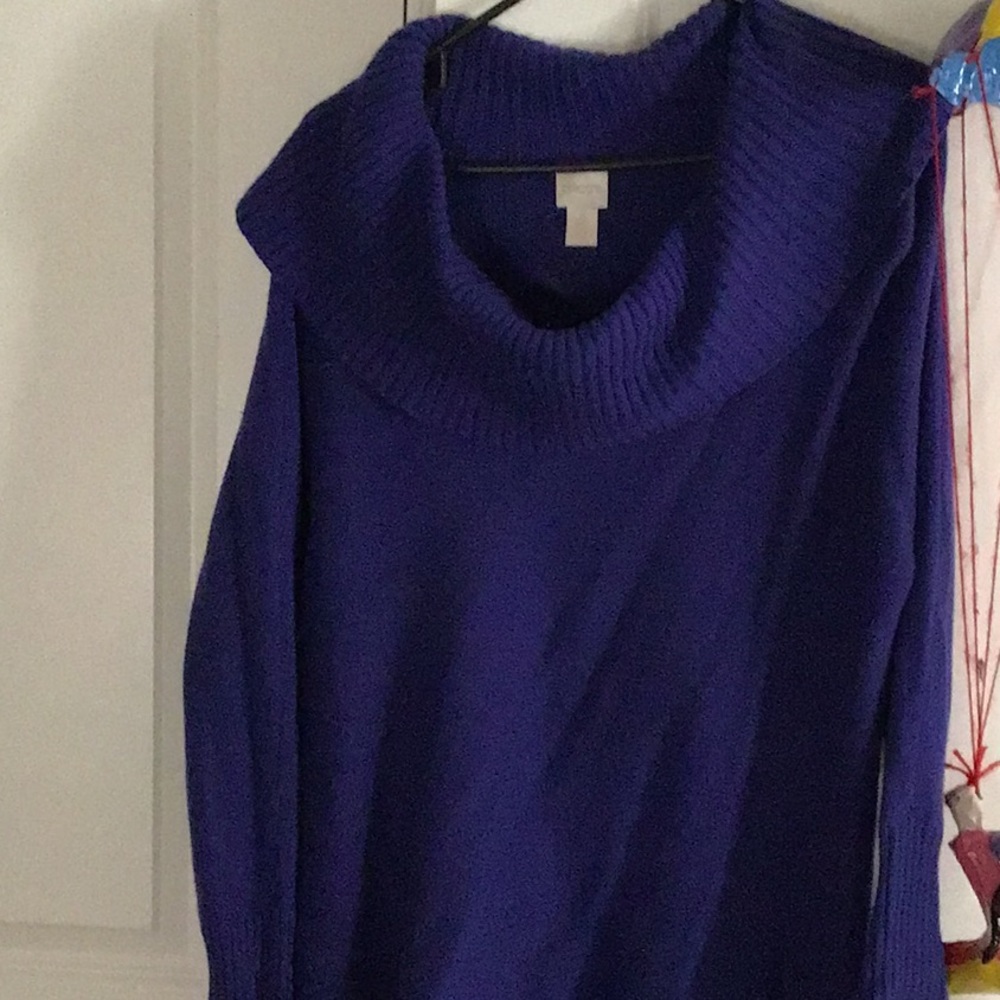 Chico’s Cowl Neck Blue Sweater